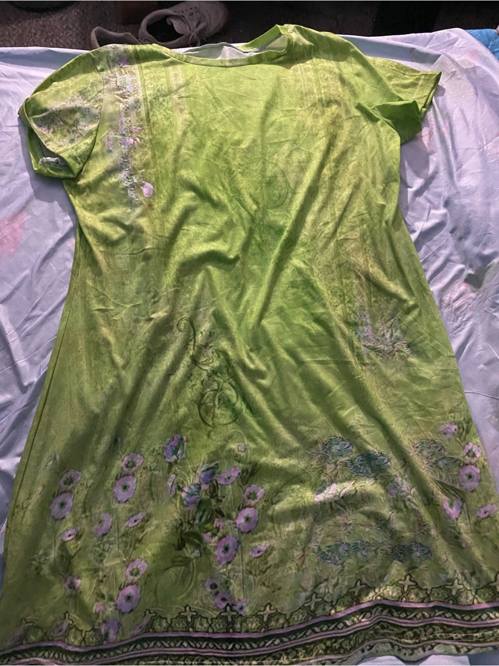 Green Floral Maxi Dress with Subtle Purple Accents